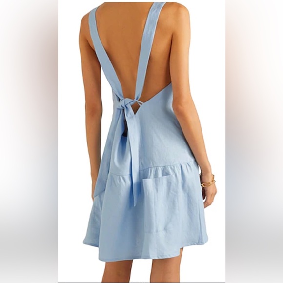 MATIN 100% LINEN 4POCKET SUNDRESS SKY BLUE. LIGHTWEIGHT (IF YOU KNOW U KNOW)SZ L - Picture 2 of 11